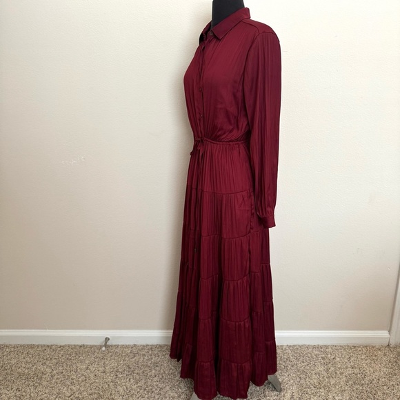 Anthropologie Satin Tiered Button Front Adjustable Maxi Dress Size Small - Picture 6 of 9